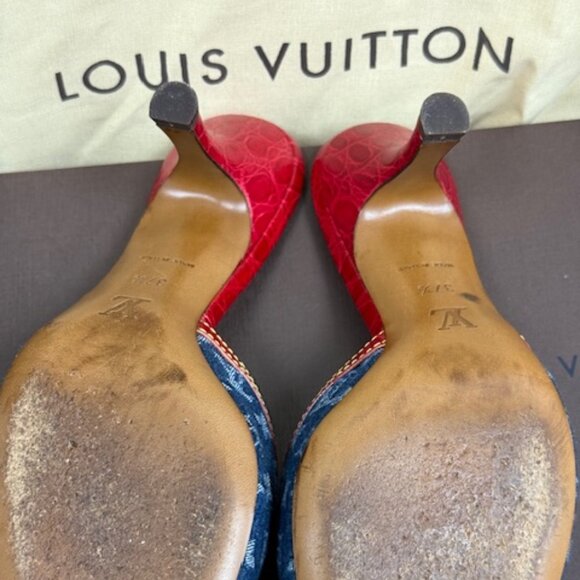 Louis Vuitton Denim Monogram Heels - Picture 3 of 3